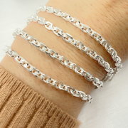 Sterling Silver Diamond Cut Oval Link Chains